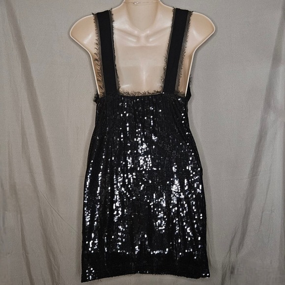 FRU Black Sequin Mini Dress Party Cocktail - Picture 2 of 6